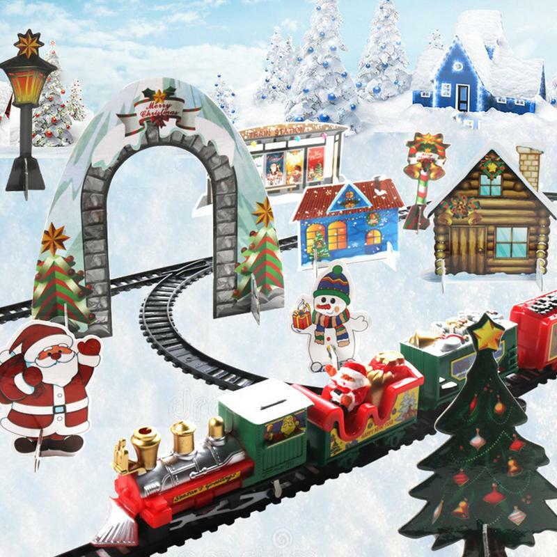 عيد الميلاد قطار كهربائي مجموعة للأطفال ، مسارات السكك الحديدية ، ألعاب تعليمية ، هدايا عيد الميلاد ، الطرف