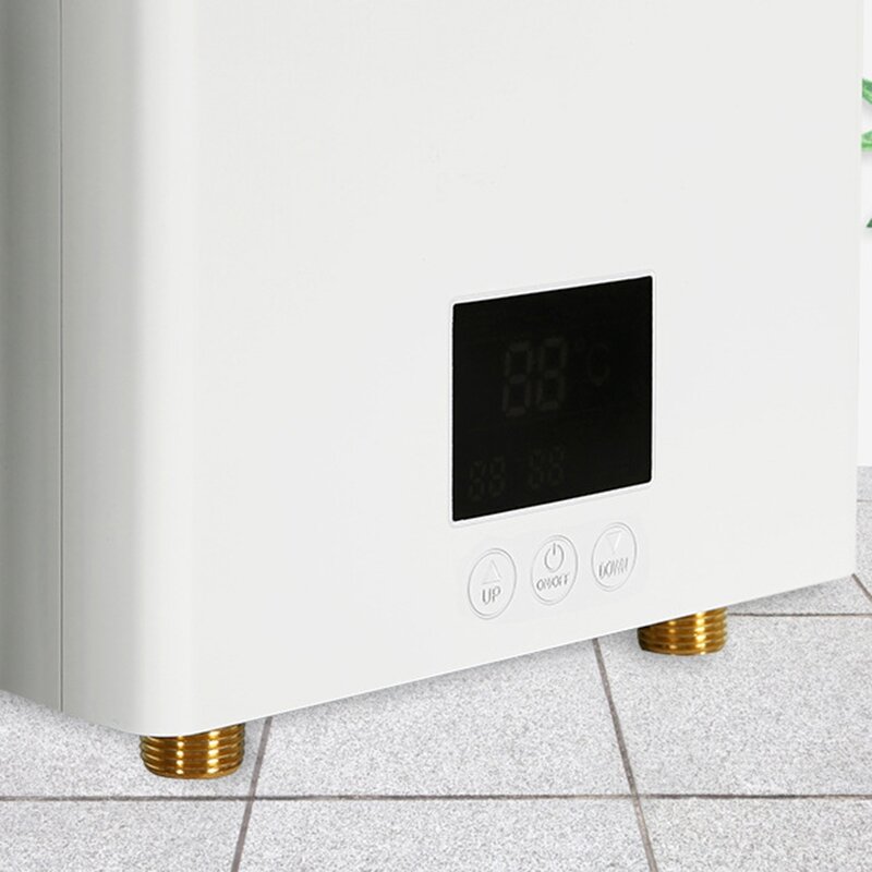 سخان المياه 110 فولت 220 فولت الحمام المطبخ الحائط سخان المياه الكهربائية LCD عرض درجة الحرارة الأبيض الاتحاد الأوروبي التوصيل