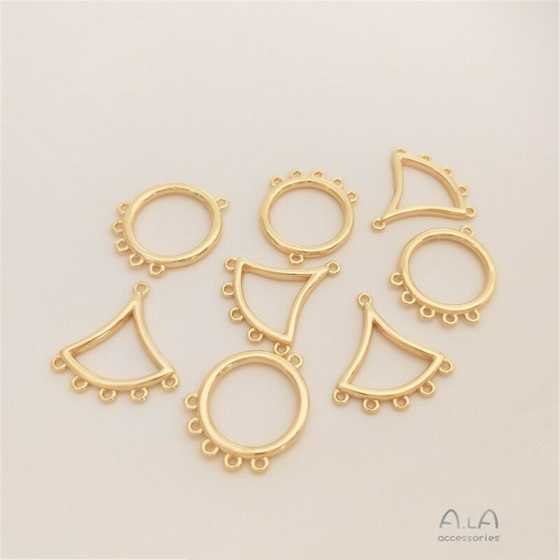 إكسسوارات يدوية الصنع للمجوهرات ، تنورة دائرية ملفوفة بالذهب عيار 14 ، على شكل مروحة ، شرابة معلقة بخمسة ، مادة أقراط موصلة ، K099