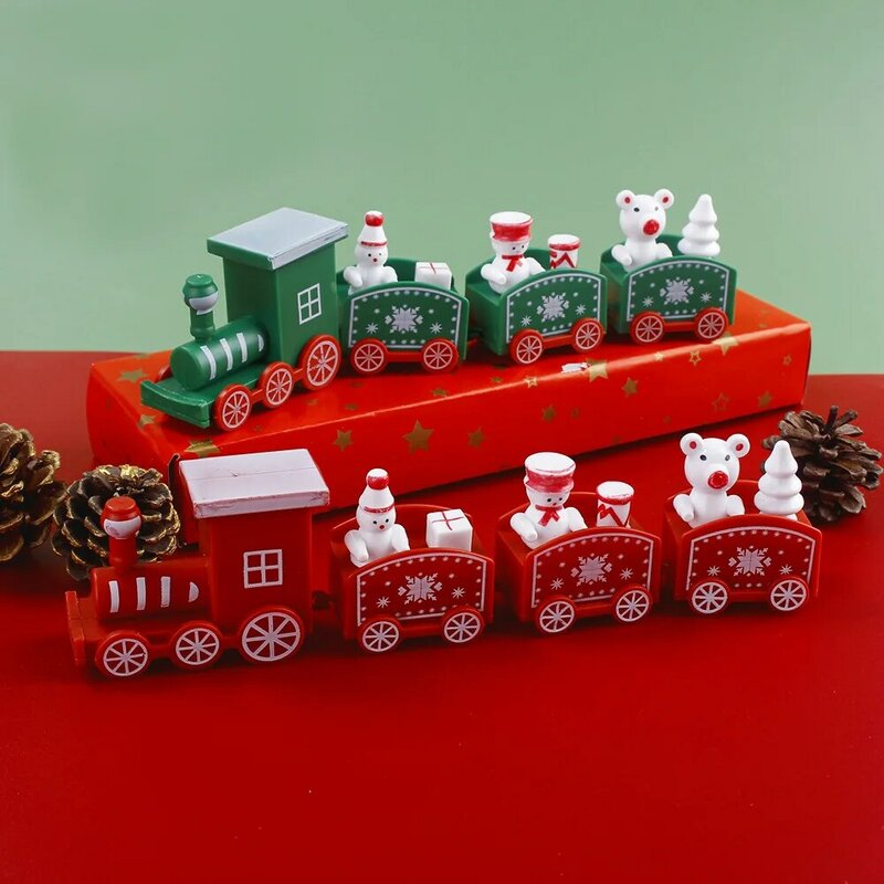 زخرفة قطار خشبي لعيد ميلاد سعيد ، لعبة قطار مجمعة باليد للمنزل ، هدية سانتا كلوز ، عيد الميلاد والديكور السنة الجديدة ، 4 عقدة ، 2023