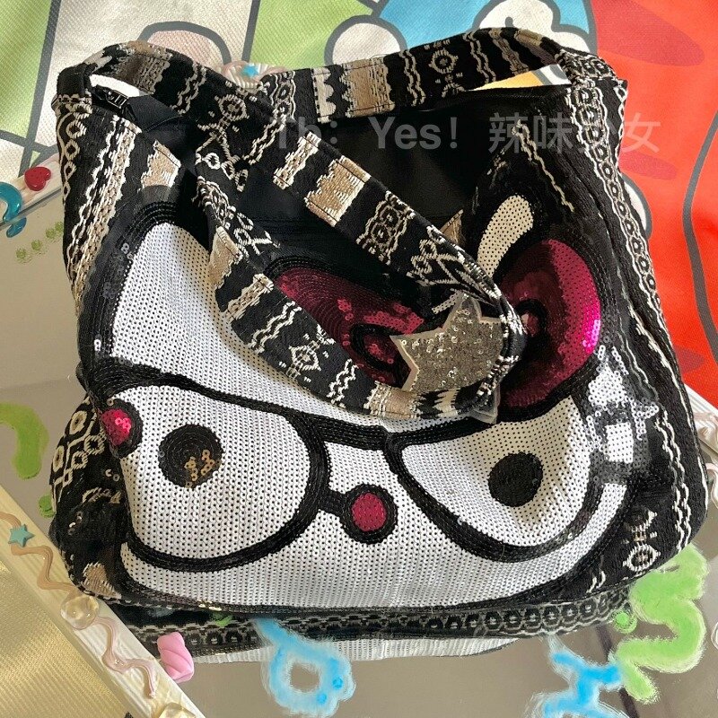 MBTI Hello Kitty حقيبة كتف للنساء ، قماش عتيق ، موضة غير رسمية ، حقيبة ساعي البريد ، حقيبة يد كرتونية ، أنثى ، Y2K ، جديدة ، سعة كبيرة