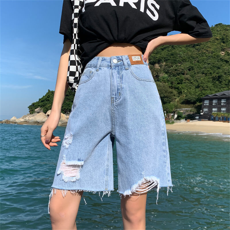 Harajuku عالية الخصر مثير شورتات جينز عادية المرأة الصيف الدنيم السراويل للنساء ملابس امرأة الجينز السراويل القصيرة امرأة