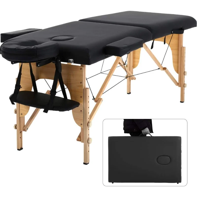 طاولة تدليك محمولة من Dkeli ، سرير سبا قابل للتعديل ، ارتفاع 84 بوصة ، سرير تدليك قابل للطي ، أسود ، يصل إلى 450 رطل