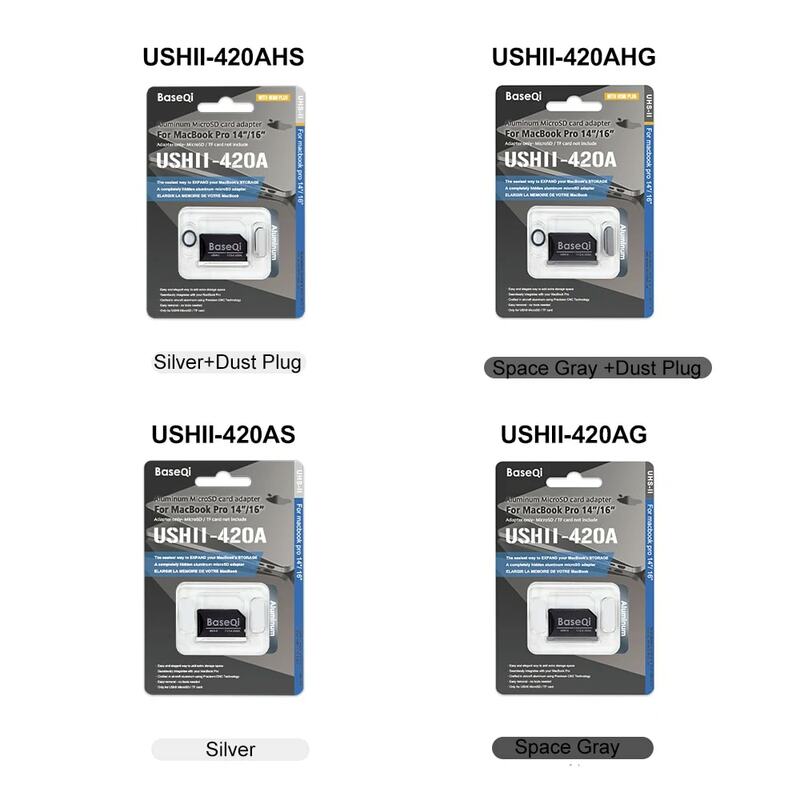 بطاقة ذاكرة ألمنيوم Baseqi لماك بوك برو ، سعة تخزين أكبر ، محول ميكروسد ، 420AHG ، 14in ، 16in ، M1 ، M2 ، M3 ، 22 ، 21