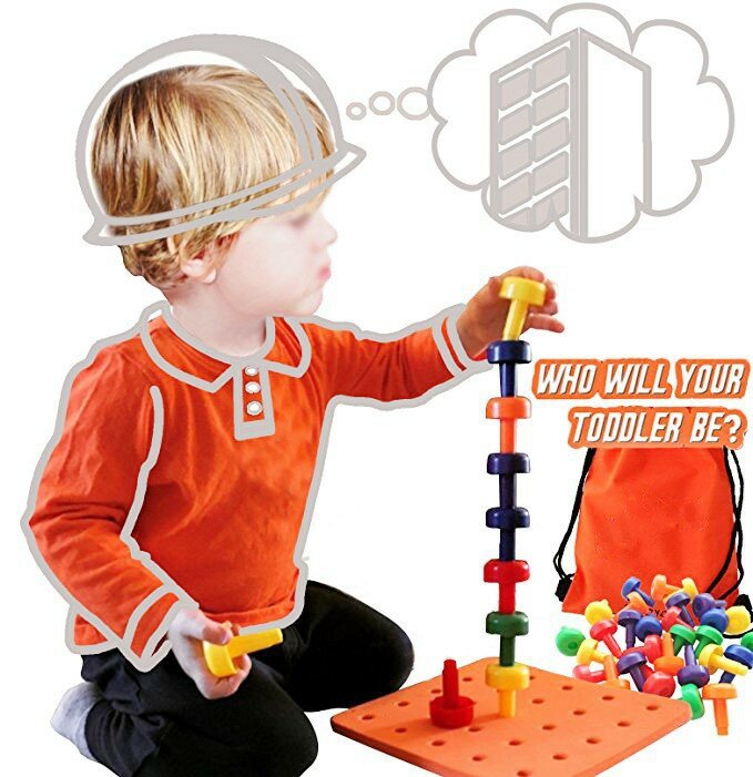 مونتيسوري الوتد مجلس مجموعة للأطفال الصغار ، Pegboard لعبة للأطفال ، على شكل المسمار مكدسة اللعب ، غرامة العلاج المحرك ، 30 قطعة