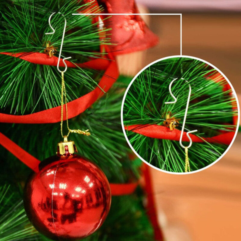 S على شكل هوك معدني لشجرة عيد الميلاد ، خطاطيف شماعات دائمة ، لوازم حفلة منزلية ، زينة عيد الميلاد ، حزمة 50 قطعة
