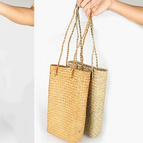القش حقيبة المرأة الصيف عادية بسيطة سستة لينة حقيبة الكتف حقيبة يد الشاطئ نمط المرأة حقيبة