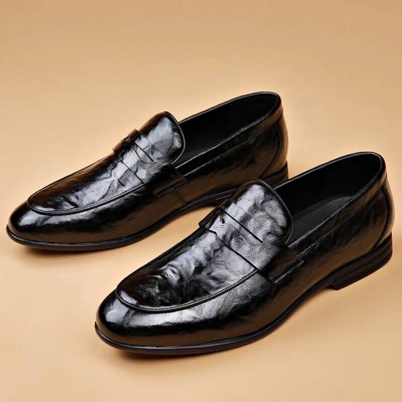حذاء من الجلد الأصلي الإيطالي للرجال ، قدم واحد ، خفيف الوزن ، فاخر ، ترفيهي ، عمل ، مكتب ، عالي الجودة ، Sho