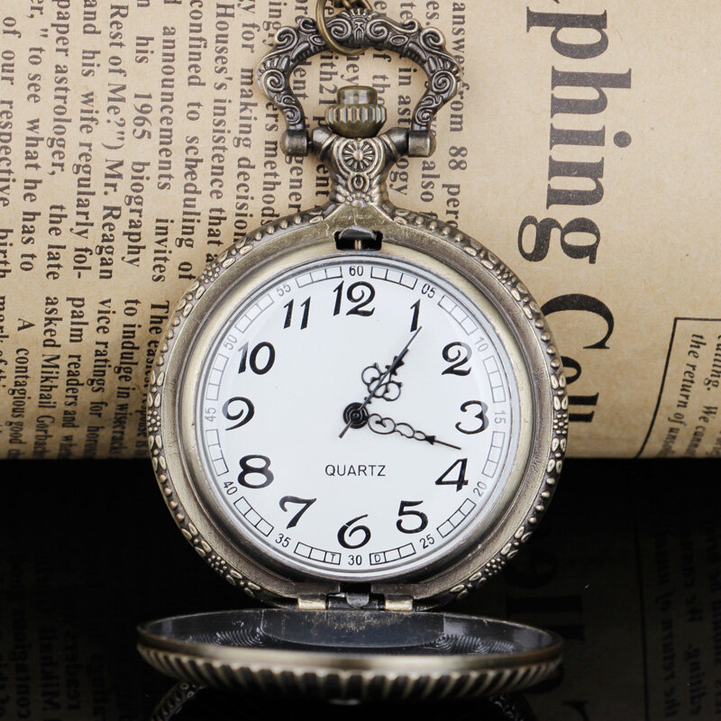 ساعة جيب كوارتز ماسنون للرجال ، ساعة كلاسيكية برونزية عتيقة ، قلادة عتيقة