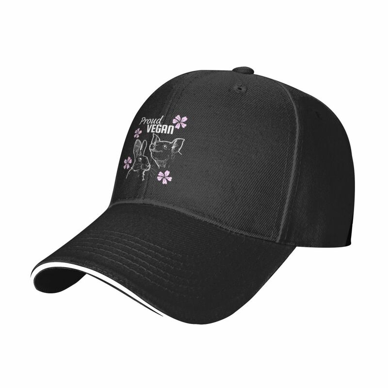 نص نباتي فخور مع بعض الزهور الوردي والخنزير و قبعة أرنب قبعة بيسبول جديد في قبعة قبعة العلامة التجارية الفاخرة الذكور النساء
