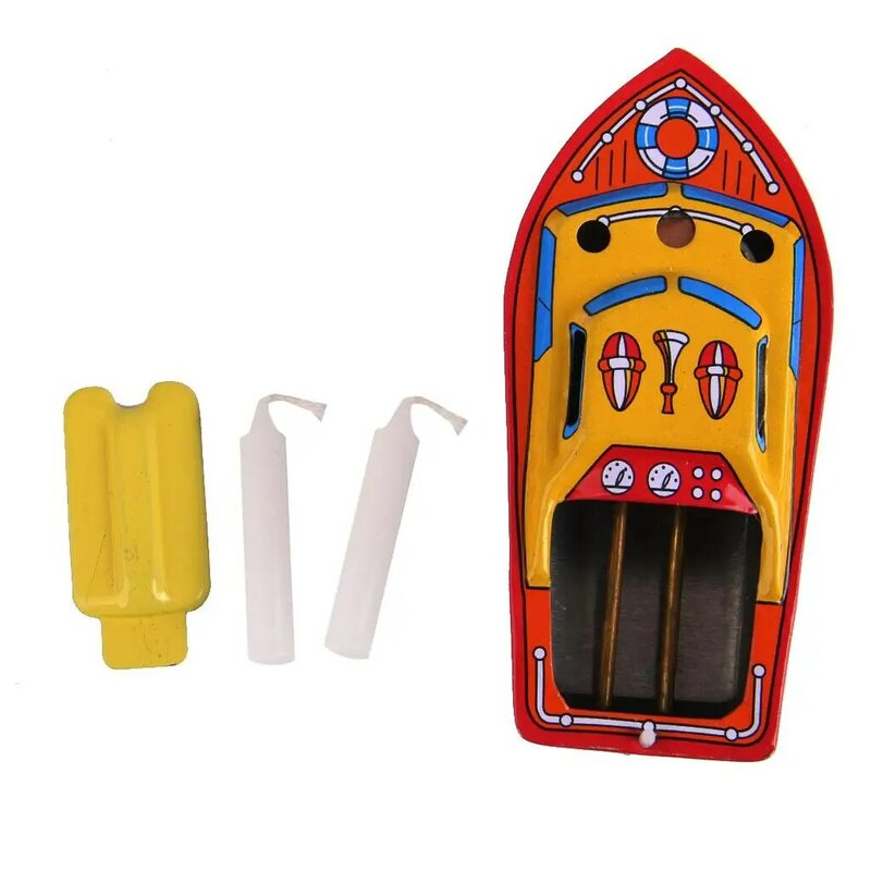 الكلاسيكية الحديد شمعة تعمل بالطاقة قارب القصدير لعبة للأطفال ، الأوروبية لعبة تجمع المياه ، قارب عائم ، هدية عيد ميلاد ، 1 قطعة