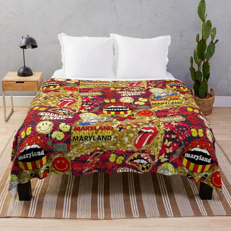 Maryland Collage Throw Blanket Thermal Blankets For Travel For Sofa Hair Blanket