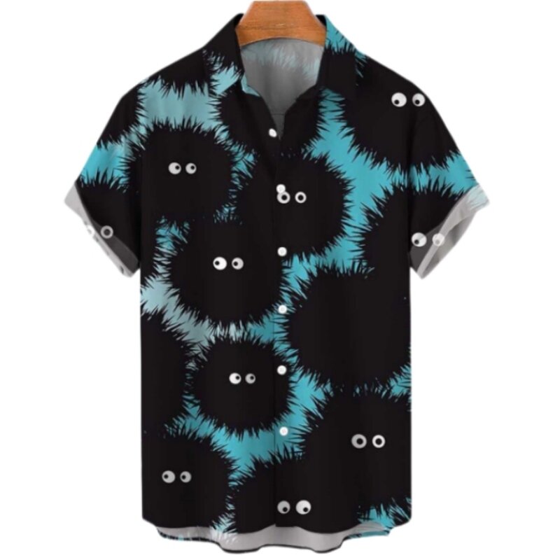 الرجال الصيف مصمم اللون الكرتون نمط عادية الاجتماعية المتضخم هاواي كم قصير قميص الأزهار فايكنغ الملابس الفاخرة