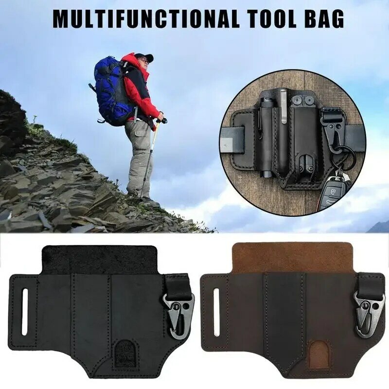 غمد جلد متعدد الأدوات للرجال ، منظم جيب EDC ، حقيبة أدوات مع حامل قلم ، كيس مفتاح فوب ، حزام