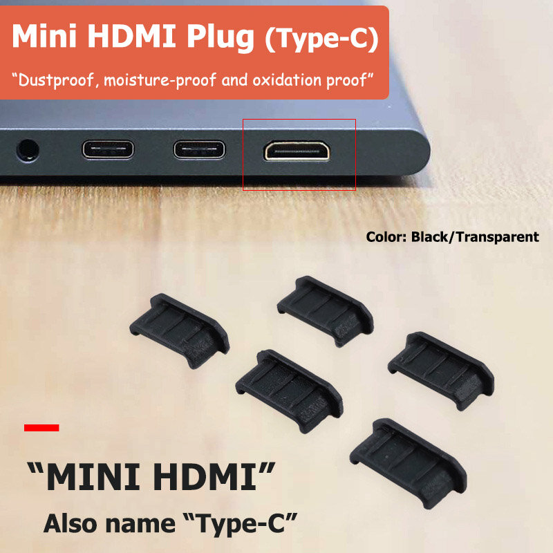 منفذ HDMI صغير نوع-C واجهة مكافحة الغبار المكونات دفتر ، سدادة الغبار ، قابس الكمبيوتر المحمول العالمي ، غطاء مقاوم للماء الكمبيوتر ، 1-20 قطعة