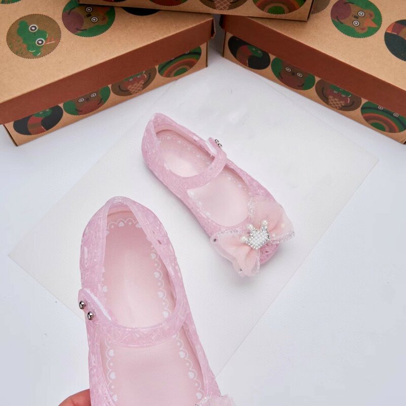 حذاء جيلي كريستالي للأطفال ، تاج عش الطيور ، حذاء الأميرة الفردي ، صنادل الشاطئ الناعمة العطرة للأطفال ، HMI156 ، جديد ،