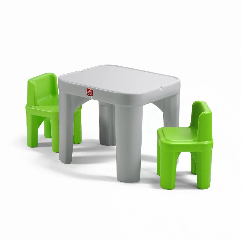 طقم طاولة وكراسي بلاستيك للاطفال ، رمادي