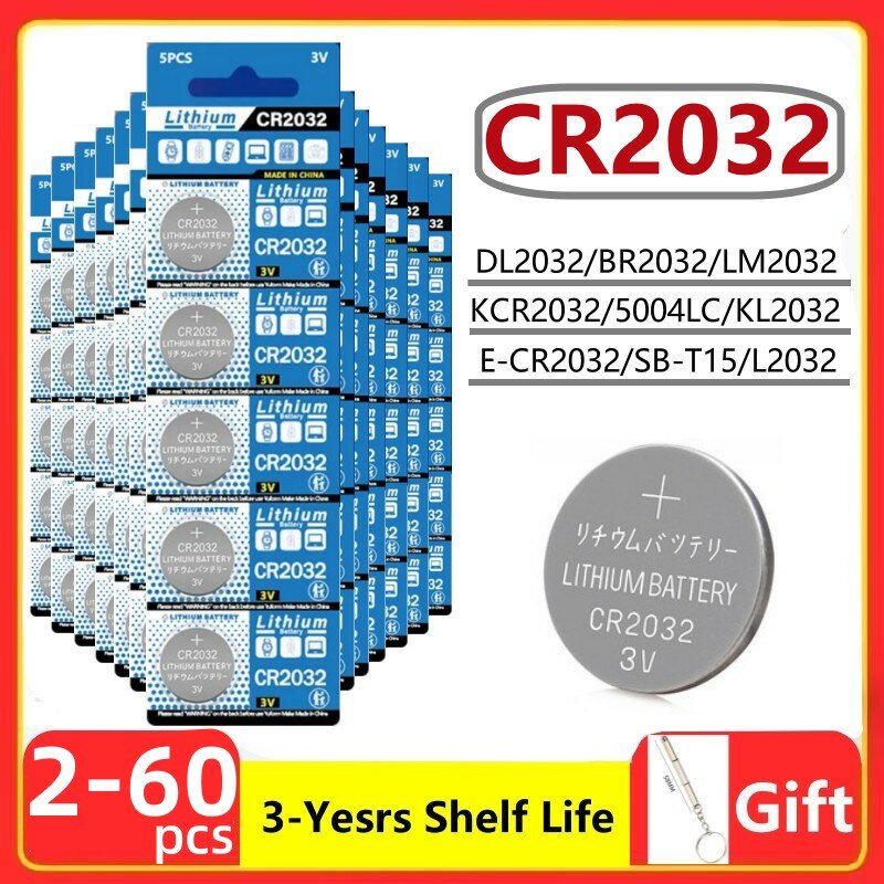 CR2032 بطارية زر ليثيوم ، BR2032 ، ECR2032 ، LM2032 ، 5004LC ، عملة خلية ، بطاريات ساعة ، لعبة ، على مدار الساعة ، جهاز التحكم عن بعد ، 2-60 قطعة ، 3 فولت ، جديد