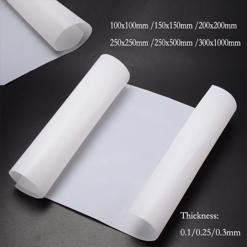 1 قطعة سميكة 0.1/0.25/0.3 مللي متر الأبيض PTFE فيلم/ورقة عذراء عالية القوة درجة الحرارة ل المورد الكهربائي 100x100mm/250x500 مللي متر/
