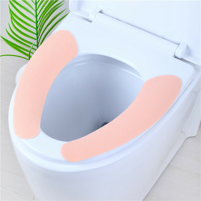 1 زوج قابلة لإعادة الاستخدام الدافئة أفخم مقعد المرحاض ملء حصيرة الحمام قابل للغسل غطاء مقعد المرحاض لوحة لاصقة الصحية اللوازم المنزلية