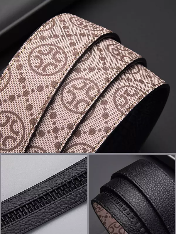 حزام جلد أصلي أوتوماتيكي للرجال ، بنطلون رجال أعمال ، مصمم فاخر ، بني ، موضة فضي ، جديد ، * *