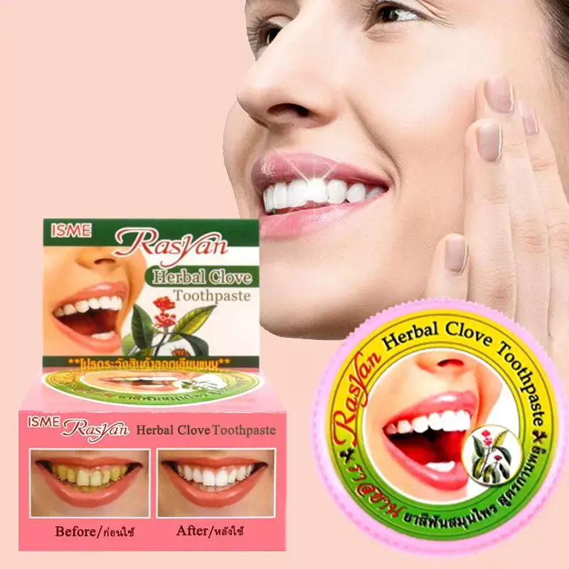 تايلاند الطبيعية العشبية تبييض الأسنان معجون الأسنان إزالة وصمة عار مضاد للجراثيم حساسية الطبيعية العشبية القرنفل تايلاند معجون الأسنان