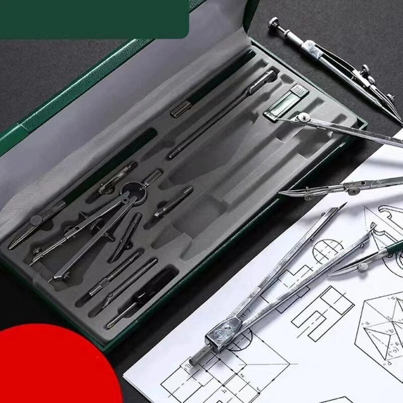 مجموعة قلم رصاص وبوصلة احترافية ، أداة رسم ، أداة ميكانيكية ، أدوات مكتبية ، 15 من الأدوات المكتبية
