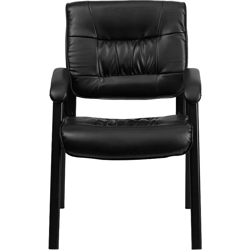 كرسي استقبال من جانب تنفيذي ناعم من جلد هيجر ، إطار معدني أسود