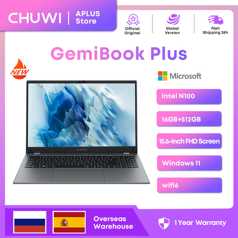 لابتوب CHUWI-GemiBook Plus ، 16 جيجابايت ، LPDDR5 ، شو جي بي س س س دي ، إنتل ، بحيرة N100 ، بتقنية FHD ، x 11 ، واي فاي 6 ، ويندوز