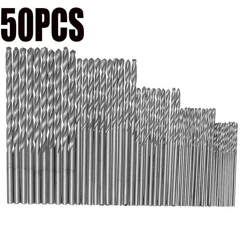 50 قطعة التيتانيوم المغلفة لقم الحفر HSS عالية السرعة الصلب لقم الحفر مجموعة أداة متعددة الوظائف المعادن التدريبات أدوات كهربائية 1/1.5/2/2.5/3 مللي متر