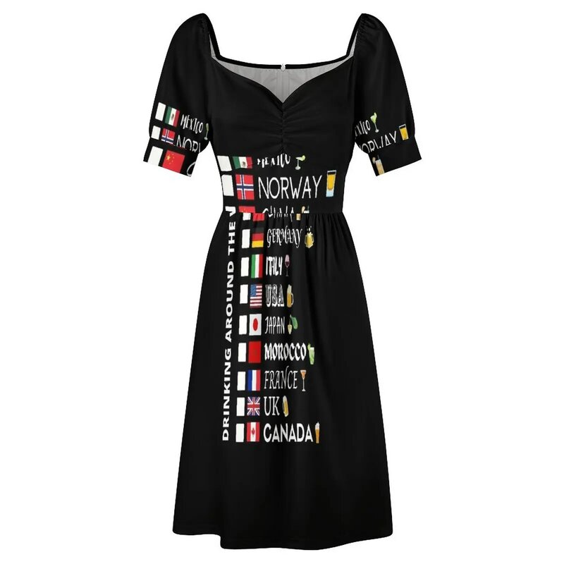 WDW-فستان سهرة بلا أكمام للنساء ، قائمة مرجعية للشرب حول العالم ، فستان مثير للسيدات