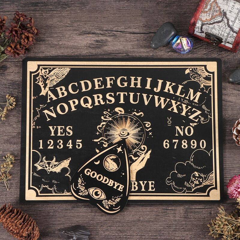 لوحة بندول خشبية منقوشة لوحة سحرية Ouija لوحة رسالة ميتافيزيقية مجموعة لوحة البندول الساحرة فن ديكور المنزل