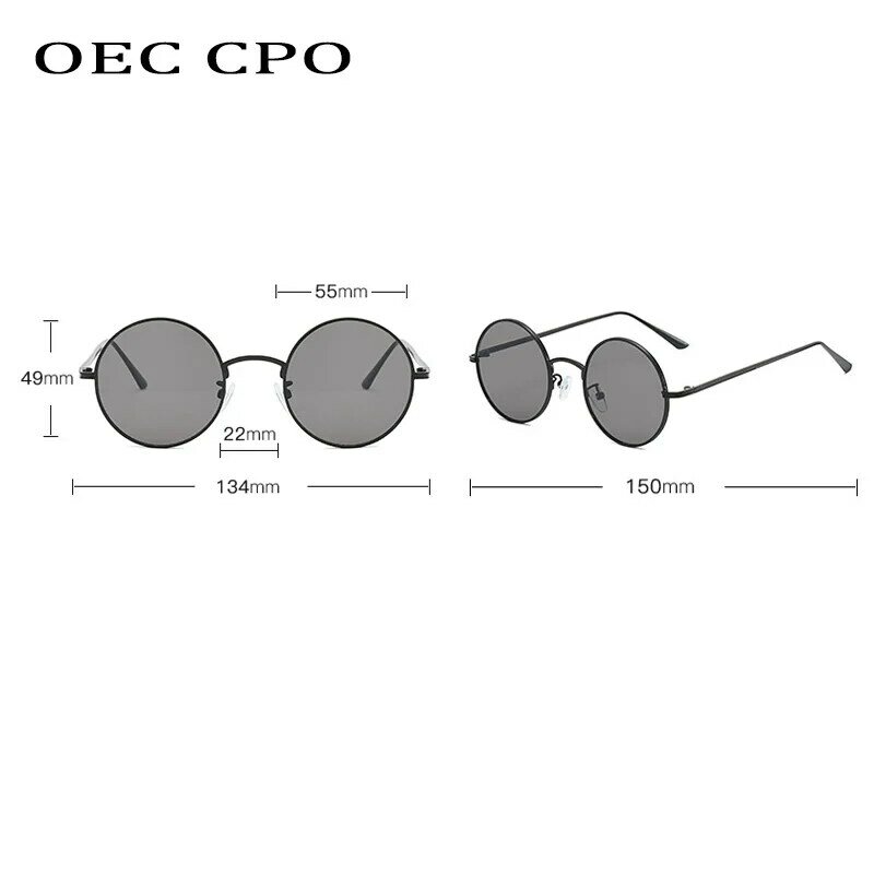 OEC CPO-O90 نظارات شمسية مستديرة للرجال والنساء ، كلاسيكية ، إطار معدني ، UV400
