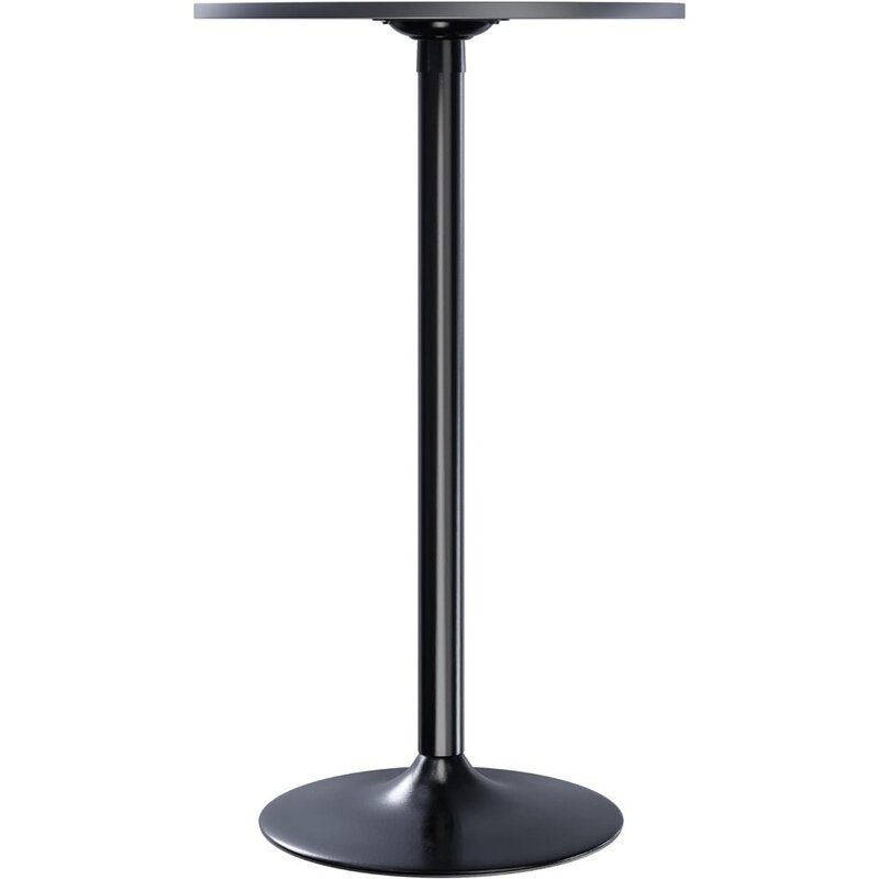 طاولة سبج ب بساق سوداء وقاعدة ، قمة Mdf مستديرة ، قمة علوي ، ارتفاع "Top" ،