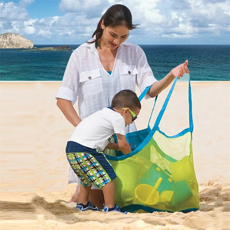 الأطفال الرمال بعيدا المحمولة شبكة حقيبة الاطفال حمام اللعب أكياس التخزين السباحة كبيرة الشاطئ حقيبة للمناشف النساء التجميل ماكياج حقيبة