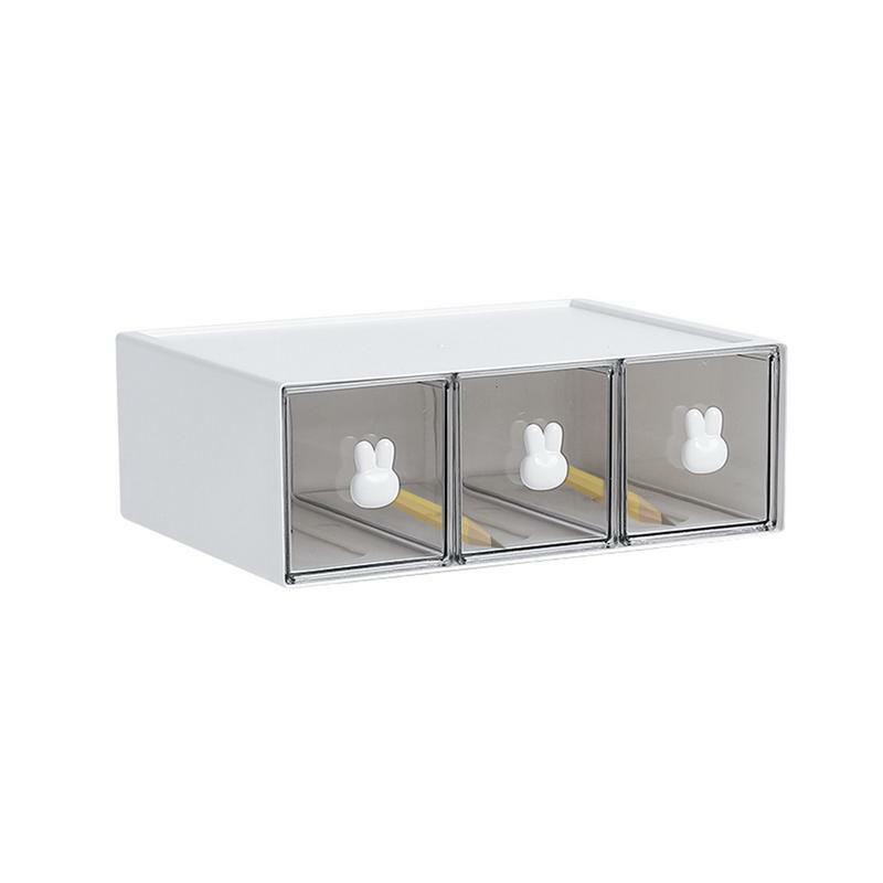 صندوق تخزين قرطاسية بمقبض أرنب ، منظم مكتب ، مكياج سطح المكتب