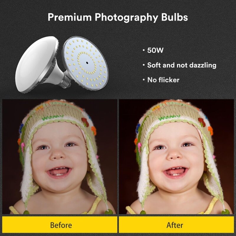 طقم إضاءة RALENO-Softbox ، إضاءة للتصوير الفوتوغرافي مع 50 واط ، مصابيح LED ، 20 "x 20" إضاءة عاكسة للتصوير الفوتوغرافي