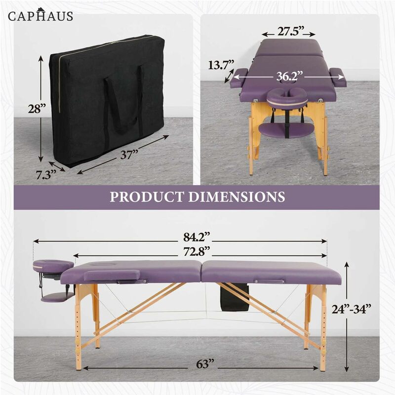 كافهاوس-طاولة تدليك ممتازة من رغوة الذاكرة ، سرير تدليك قابل للطي ومحمول ، سرير سبا مرتفع قابل للتعديل ، حامل الوجه ، 84 بوصة