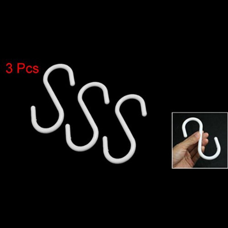 خطافات معلقة بلاستيكية بيضاء على شكل حرف S ، شماعات ملابس ، وشاح ، 6 ks