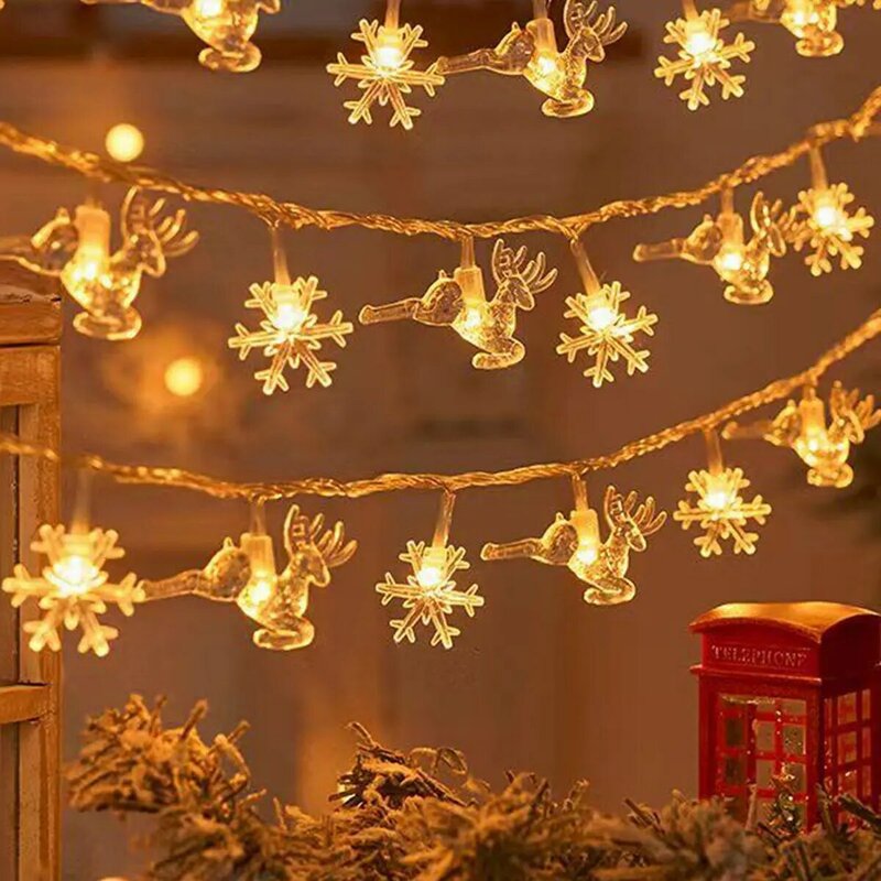 ندفة الثلج LED سلسلة أضواء لعيد الميلاد الديكور ، الجنية اكليل ، بطارية تعمل ، جارلاند ، السنة الجديدة ، 24 ، 1.5 متر ، 3m ، 2024
