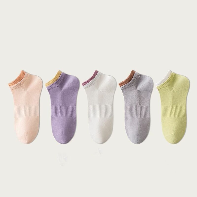 جوارب قطنية بسيطة وقابلة للتنفس للنساء ، على الطراز الكوري ، كاجوال ، هاراجاكو ، لون الحلوى