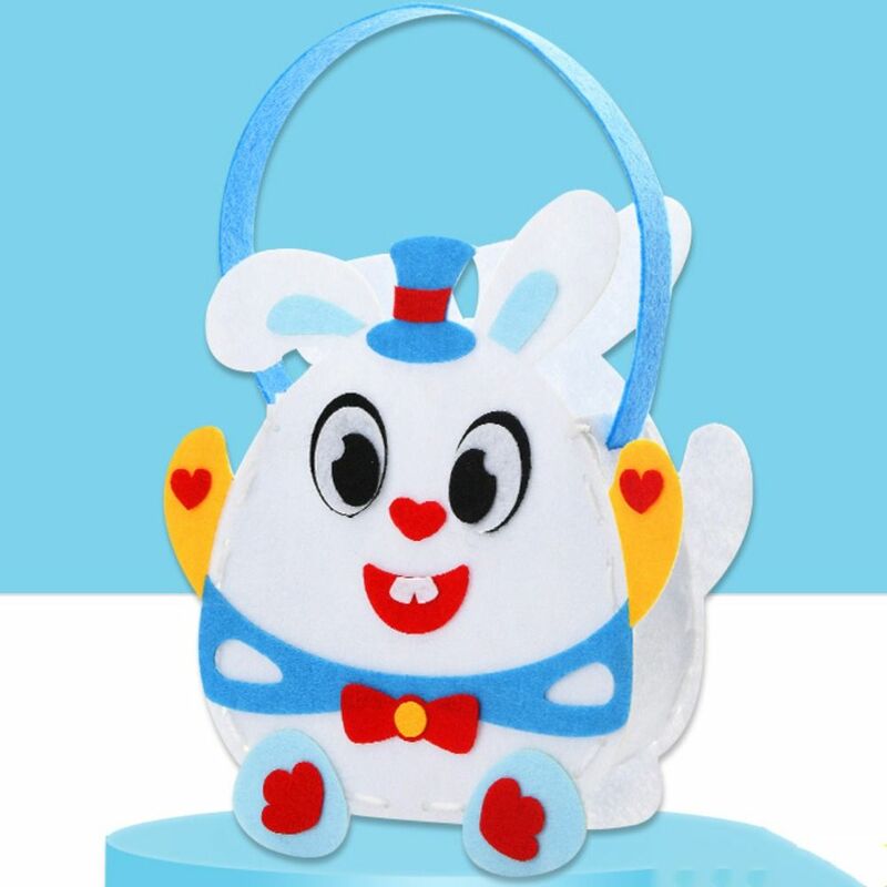 دلو تخزين قماش غير منسوج لحقيبة اليد بنفسك ، حقيبة يد أرنب ملونة ، مواد لعبة حرفية للأطفال