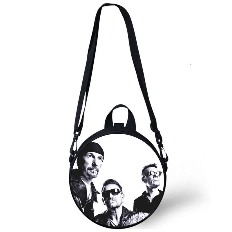 U2 الفرقة الطفل رياض الأطفال حقيبة ثلاثية الأبعاد طباعة Crossbody حقائب الكتف للمدرسة المرأة حقيبة صغيرة مستديرة حقيبة Rugtas