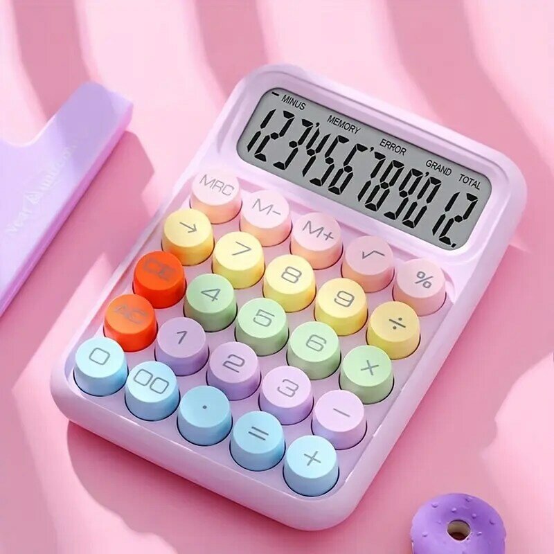 آلة حاسبة لوحة مفاتيح ميكانيكية بلون الحلوى اللطيفة ، أدوات مكتبية ، مكتب ، 12 رقمًا ، 1 * *