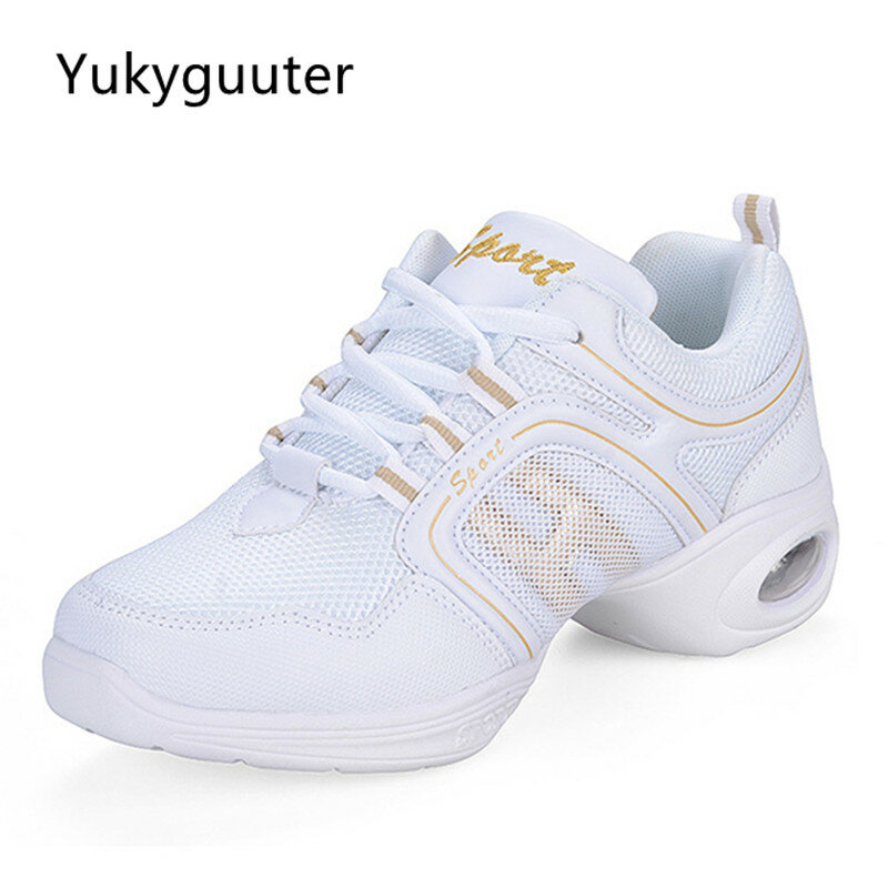 Dance Shoes For Women Modern Soft Outsole Jazz Sneakers Mesh Breathable Lightweight Woman Shoes Heel Dancing Fitness Sport
