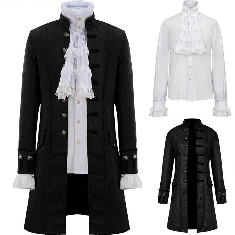 Steampunk معطف الخندق للرجال ، قميص عتيق ، معطف الأمير ، سترة عصر النهضة في القرون الوسطى ، زي تأثيري الإدوارديان الفيكتوري للأطفال
