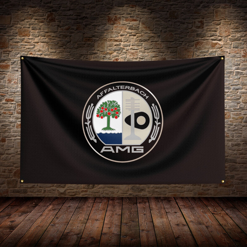 العلامة التجارية AMGs الرياضية المطبوعة العلم للزينة ، البوليستر ، أعلام السيارات ، نادي الشارع ، غرفة بار ، غرفة ، ديكور المرآب