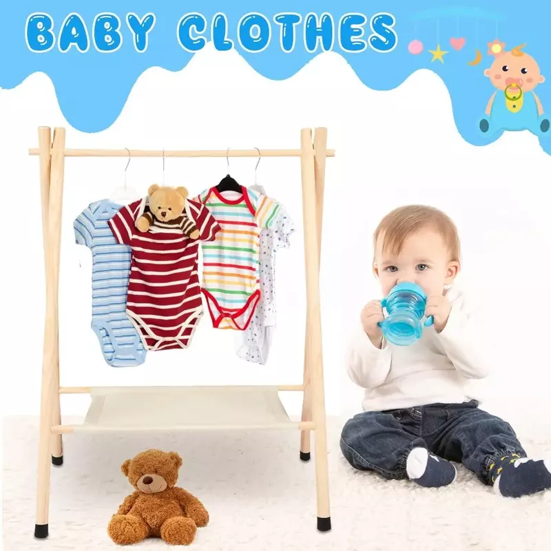 Lism-رف ملابس خشبي للطفل والطفل ، جزئين ، منظم مع رف تخزين