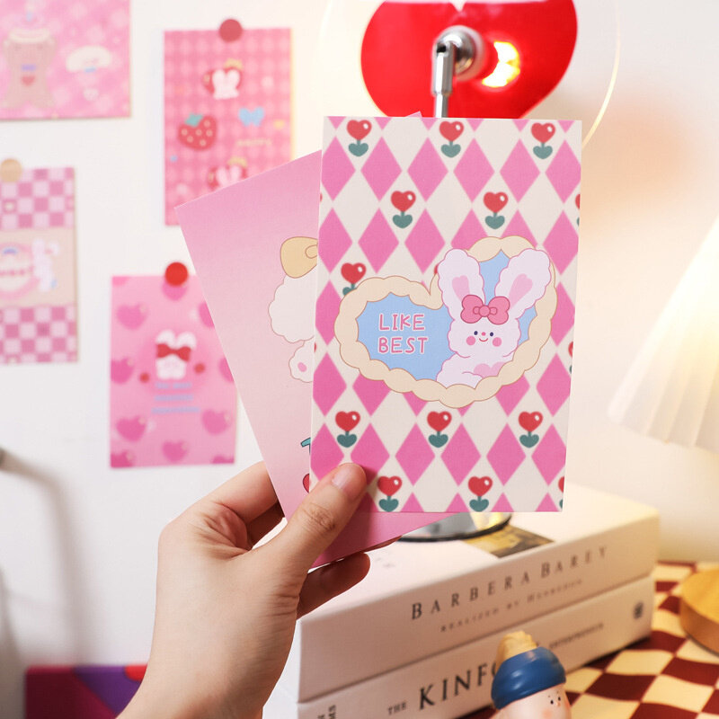 الكرتون الدب الأرنب بطاقات بريدية لطيف الوردي بطاقات الزخرفية ديكور المنزل الأطفال غرفة نوم الجدار ملصق Kawaii صور الدعائم 30 ورقة