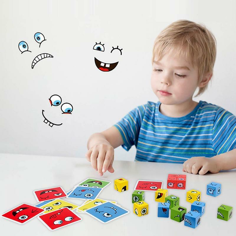الوجه تغيير لعبة خشبية الوجه تغيير لعبة التعبير لغز الأطفال مباراة الألغاز التعبير اللعب مجلس ألعاب للأطفال و